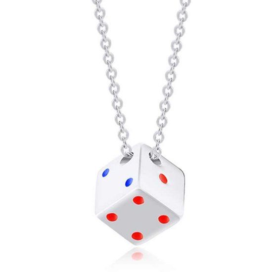 LGT JWLS LGT Jewels Heren Ketting Edelstaal Geluk Dobbelsteen Zilverkleurig