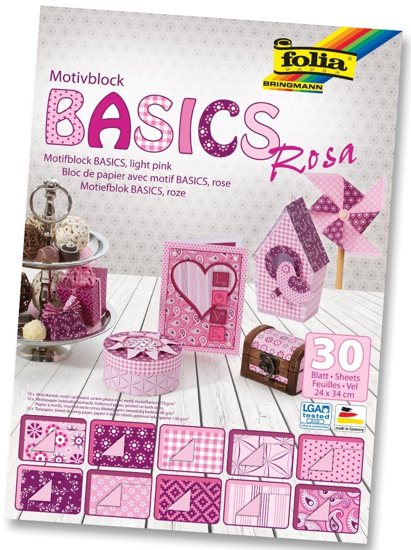 Folia Motiefpapier Basics roze