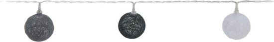 Christmas Decoration Light String - 10 White/Grey 4cm Balls - 165cm - Battery Powered