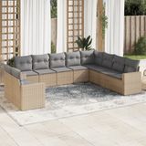 Maison Exclusive - Ensemble de jardin, composé de 10 pièces avec coussins, couleur : beige, matériau : polyrotin