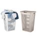 Panier à linge ventilation - avec couvercle - 2x - blanc et beige - 50 litres - 61 x 43 cm