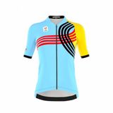 BIORACER Officieel Team Belgium - Icon Fietsshirt Zomer - Dames - Blauw - Olympische Editie - Korte Mouw - Ademend - Maat S