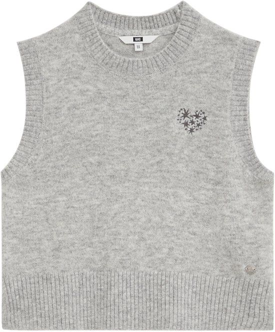 WE Fashion Meisjes mouwloze fijngebreide trui met embroidery