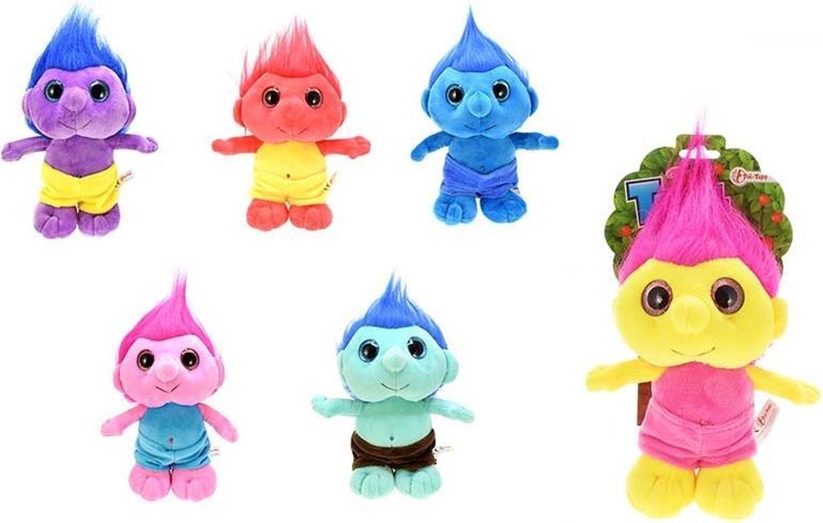 Toi Toys Plushe Knuffel speelgoed Troll - 20 cm - Jongens / Meisjes - Baby Peuter knuffeltje