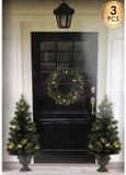 Merkloos / Sans marque Edelman BV Kerstbomen en kerstkrans met LED - set van 3 stuks