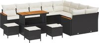 vidaXL Tuinbank Set 13-delig Zwart Polyrattan