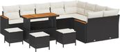 vidaXL Banc de jardin 13 pièces noir polyrattan