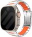 Strap-it Stalen hybrid bandje geschikt voor Apple Watch (Series 12/11/10), (Ultra 4/3/2/1), (SE 3/2/1), (Series 9/8/7/6/5/4) - 44/45/46/49mm - iWatch bandje (Titanium/Oranje)