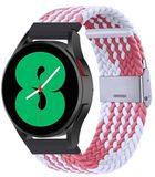 By Qubix - Braided Nylon Watch Strap for Garmin Venu 4 (45mm) - White/Pink - 22mm