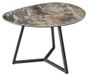 PETRANO Table basse 70 cm effet pierre taupe - Plateau en céramique et verre trempé