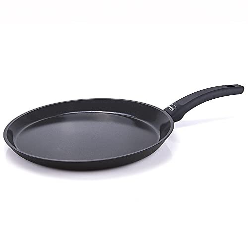 Berndes pan met vlakke rand voor pannenkoeken en meer 28 cm, geschikt voor inductie, aluminium, zwart, 011289, anti-aanbak