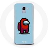 Maniacase Hoesje voor Samsung Galaxy A6 2018 Among Us videogame blauwe achtergrond