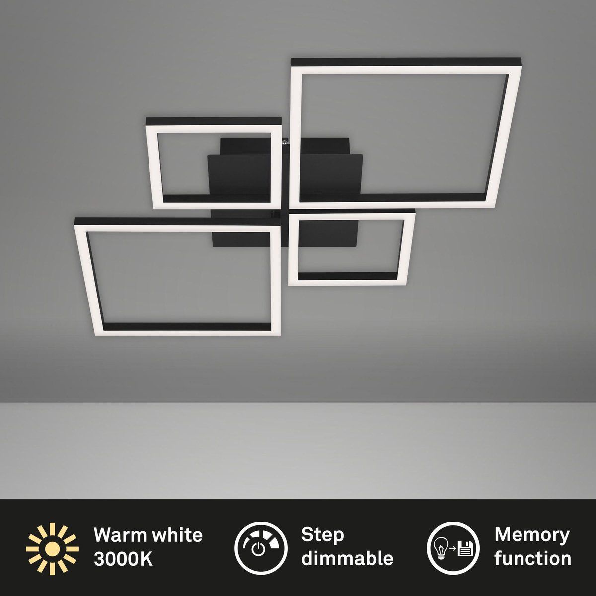 Briloner Leuchten LED Plafondlamp - Draaibaar - Dimbaar - 48W - Zwart