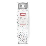 Rayen Strijkplank, Basic-serie, in hoogte verstelbaar, metalen net, voetensteun, grijs frame en witte overtrek, afmetingen: 120 x 38 cm