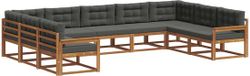 vidaXL - Ensemble de salon d'angle - 9 places assises - Naturel et anthracite