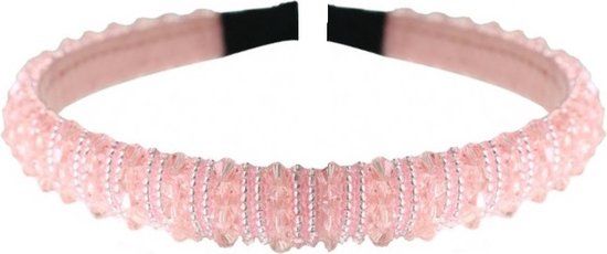 Haarband Diadeem Kralen Streep Patroon Roze - Roze - Synthetisch textiel/glas - Dames