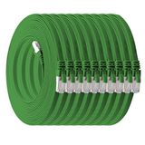 1aTTack.de Platte CAT7 LAN-netwerkkabel 10 Gbit/s 10x 1m - groen