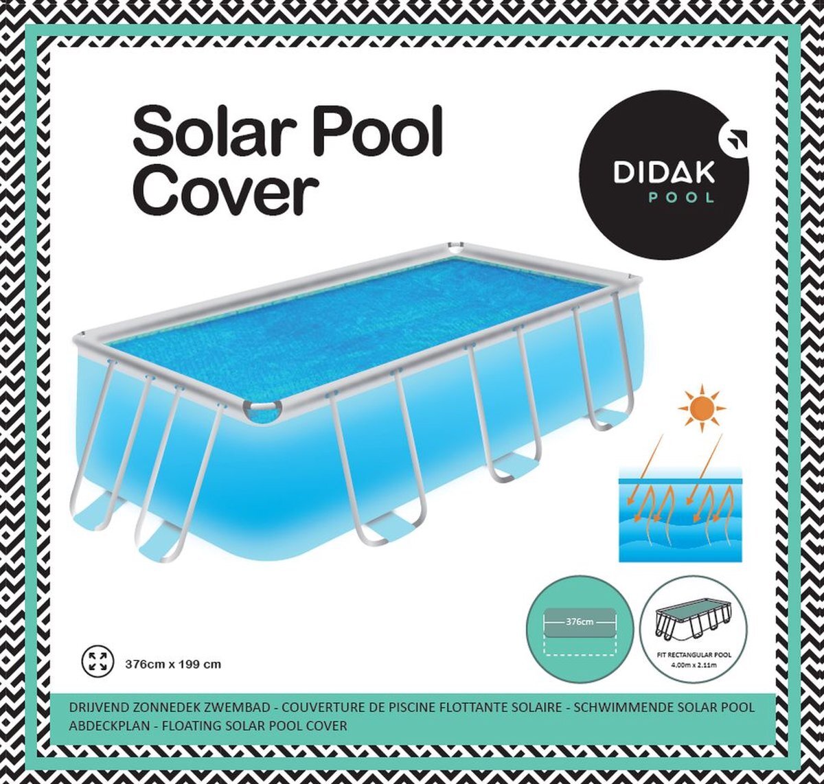 didak pool Solar Cover voor Steel Pro Rechthoekig - 4 m