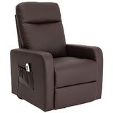 Identités Relaxstoel – elektrische stoel – comfortabele stoel – elektrische relaxstoel met 1 motor en hefsysteem model Mint – 1 motor – kunstleer – chocoladebruin