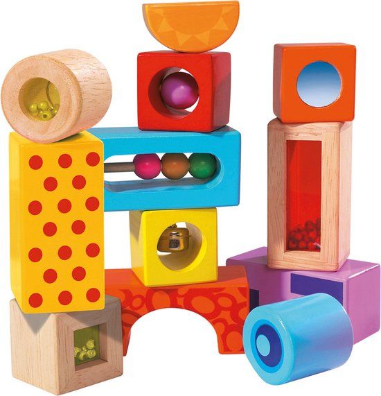 Eichhorn - Blokken Met Geluid 12 stuks - Houten Speelgoed - vanaf 1 jaar