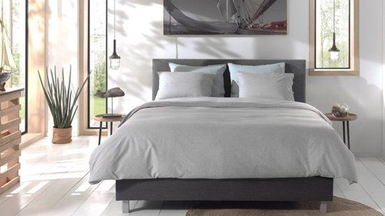 YELLOW Chambray Dekbedovertrek - Eenpersoons - 140x200/220 cm - Donker Grijs
