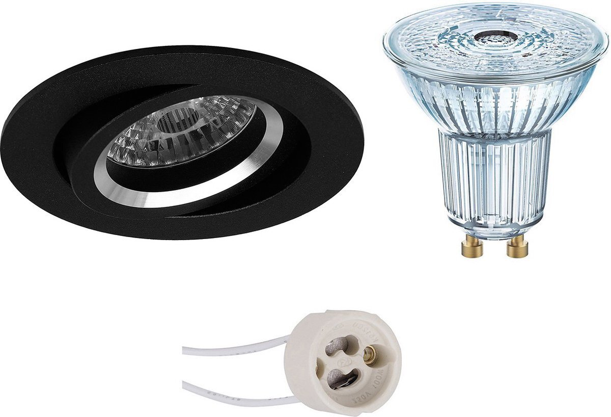 Qualu LED Spot Set - OSRAM Parathom PAR16 927 36D - Proma Aerony Pro - GU10 Fitting - Dimbaar - Inbouw Rond - Mat Zwart - 5.5W - Warm Wit 2700K - Kantelbaar - Ø82mm