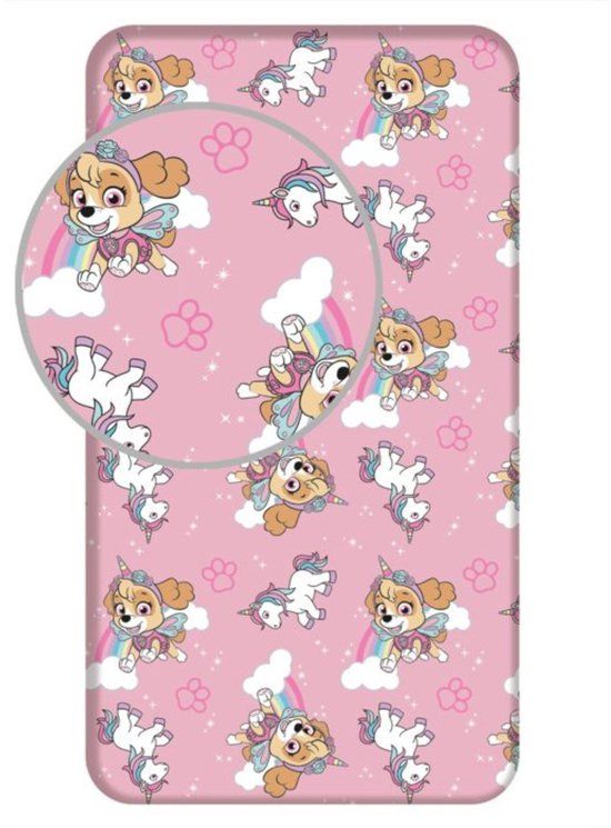 4KidsOnly PAW Patrol Hoeslaken Unicorn - 90 x 200 cm - Katoen - Roze