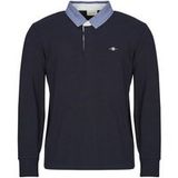 Gant Heavy Rugger Shield Polo Navy - Maat XXL - Heren - Longsleeve polo