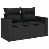 vidaXL 7-delige Loungeset met kussens, polyrattan, zwart