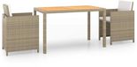 vidaXL 3-delige tuinset met kussens, polyrattan, beige