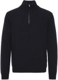 Casual Friday Halflange wolachtige trui met rits Karl donkerblauw
