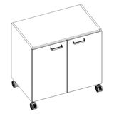 Labtable Melamine mobiele onderkast met 2 deuren, links en rechts kant deurophanging, 530 mm lengte, 830 mm breedte, 650 mm hoogte