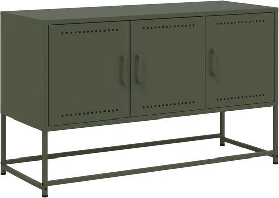 vidaXL Tv-meubel 100,5x39x60,5 cm staal olijfgroen