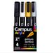Campus Acrylstiften, verpakking met 2 mm ronde punt, niet-permanente marker op waterbasis, dekkende en sneldrogende acrylstiften (4 metaalkleuren)