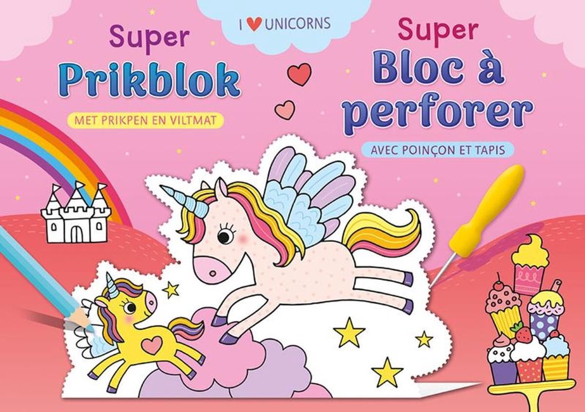 Deltas Super prikblok I love unicorns / Super bloc à perforer I love unicorns