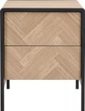 Vente-unique Nachtkastje - 2 lades - MDF en metaal - Kleuren: houteffect en zwart - TUMACO
