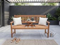 Prestige Home Living Outdoor Acaciahout 2-zits tuinbank met inklapbare tafel, 153 x 57 x 88 cm