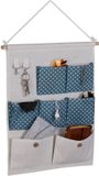 Merkloos Relaxdays Hangende Opberger - 7 Vakken - 2 Haken - 60 x 39 cm - Wand Organizer - Badkamer - Crème-Blauw