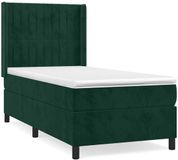 vidaXL Boxspringbed met matras, donkergroen, 90x190 cm, fluweel