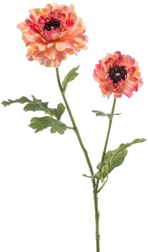 Emerald - Kunstbloem Ranonkel Japans 65cm peach - Kunstplant voor binnen