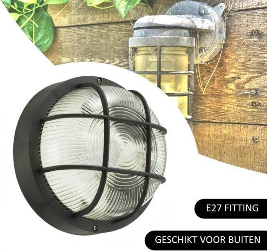 HOFFTECH Bulley BuitenLamp Rond Zwart E27