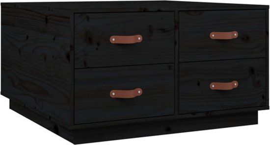 vidaXL Salontafel 80x80x45 cm massief grenenhout zwart