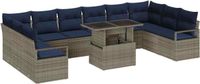 vidaXL Tuinbank Set 11 st 10-Aantal zitplaatsen Grijs en Marineblauw