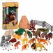 Benza – Jeu de figurines d'animaux sauvages – 40 pièces – Animaux de safari avec tapis de jeu et accessoires – En tube avec poignée