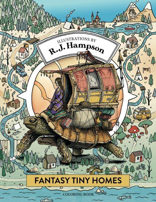 Hop Skip Jump Fantasy Tiny Homes Coloring Book - Adult Coloring Book