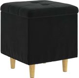 vidaXL Ottoman met opslag Zwart Fluweel 40 x 40 x 45 cm