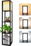 Merkloos Vloerlamp - Staande lamp - Stalamp - Sfeerlamp - Woonkamer - Staande lampen - Modern - Met opbergruimte - 26L x 26B x 160H cm - Zwart