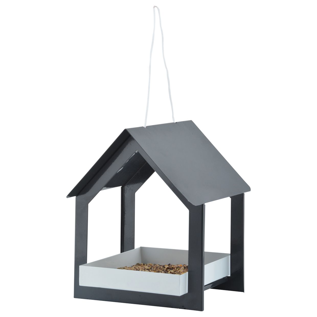 Esschert Design FB407 Vogelvoederplek Hangend Staal Grijs, Wit 19 x 19 x 23 cm
