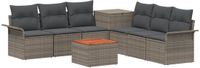 vidaXL Bankstel Grijs en Donkergrijs Poly Rattan en Staal