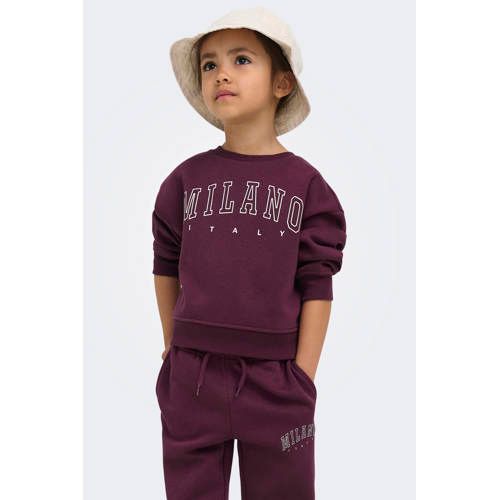 ONLY KIDS ONLY MINI rechtvallende sweater met tekst - paars